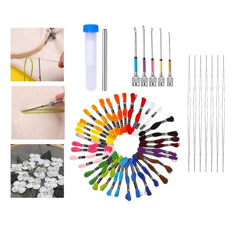 Embroidery Punch , 62 Pcs Punch Tool with Punch, 48 Pcs Embroidery Thread, Embroidery , Punch - image 3 of 6