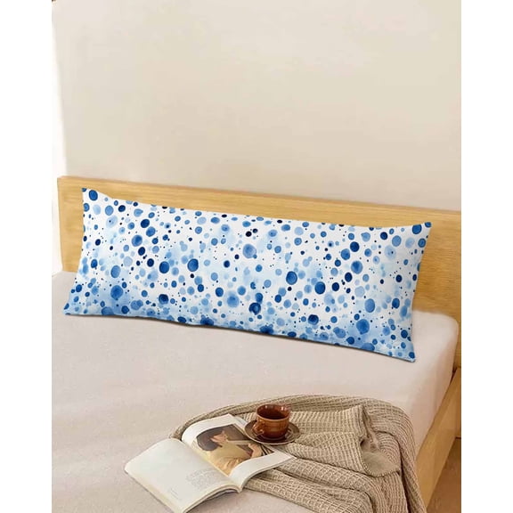 Blue Polka Dot Long Body Pillow Covers, Modern Art Abstract Watercolor Dot Soft Throw Pillow Cases with Invisible Zipper, Decorative Pillowcase Pillows Protectors for Sofa Bed Couch 20"x60"