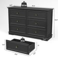 thumbnail image 5 of 6 Drawer Dresser for Bedroom, 50.4" * 15.7" * 35.8" Retro Style Chest of Drawers, Wood Storage Double Dresser with Deep Drawers for Living Room, Hallway Entryway, Black, 5 of 13