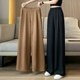 thumbnail image 5 of Sngxgn Women's Wide Leg Pants With Pockets High Waist Loose Casual Trousers Business Work Casual Pants(Khaki,XXL), 5 of 6