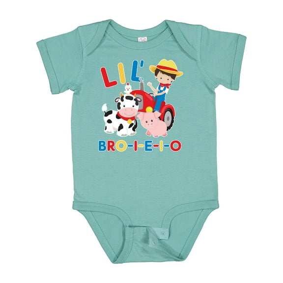 Inktastic Farmer Tractor Eieio Little Bro Boys Baby Bodysuit