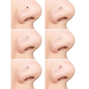 Adult Womens Body Jewelry 22G Multi Shape Stainless Steel & Crystal Nose Ring, 6 Pack