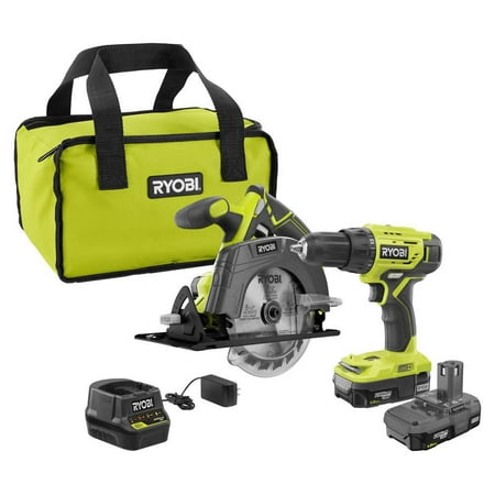 UPC: 0033287186228 | Ryobi P1816 18V Drill and Circular Saw Starter Kit with Two 1.5Ah Batteries and Charger