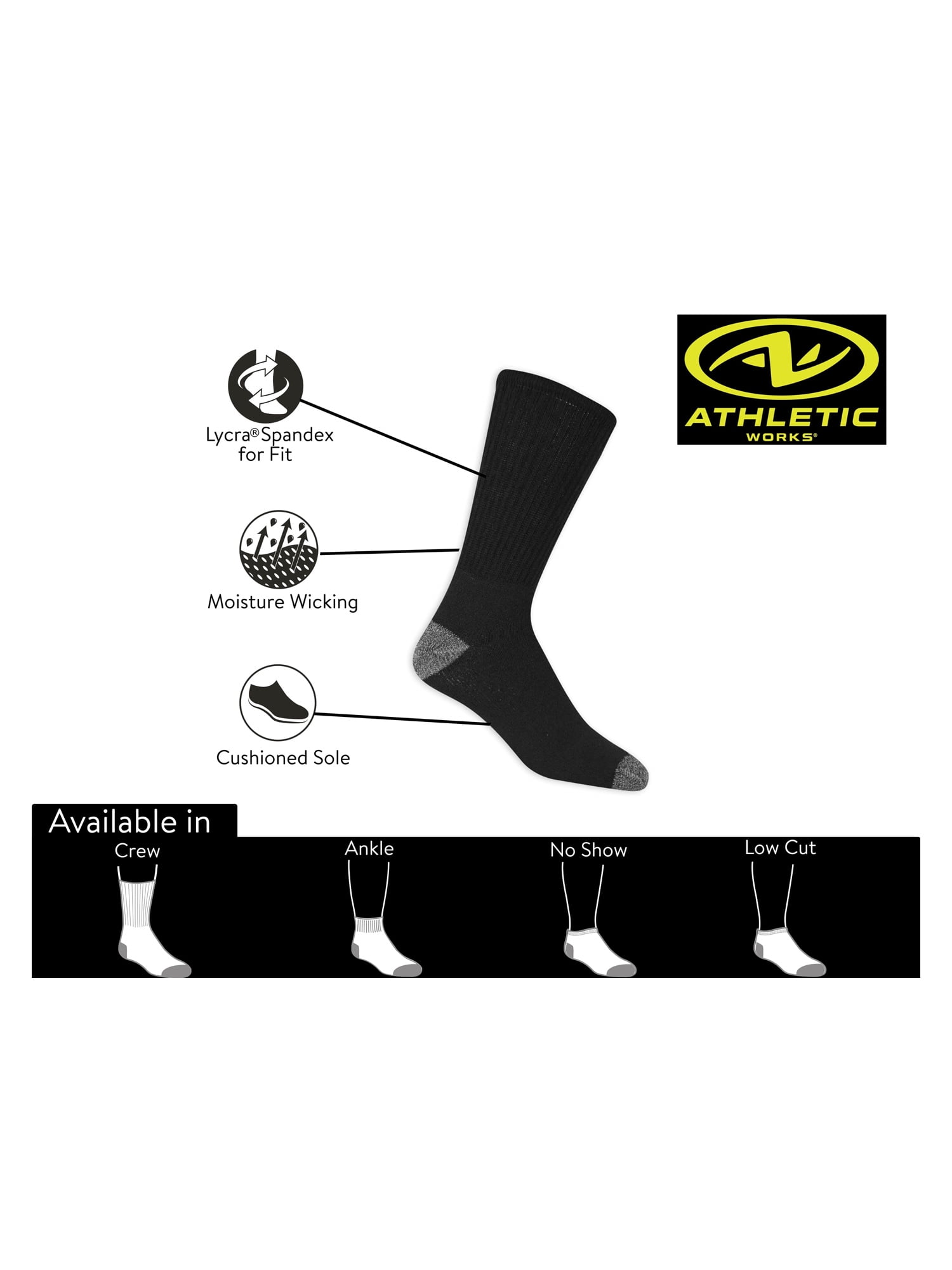 Athletic Works Men's Ankle Socks, 24 Pack