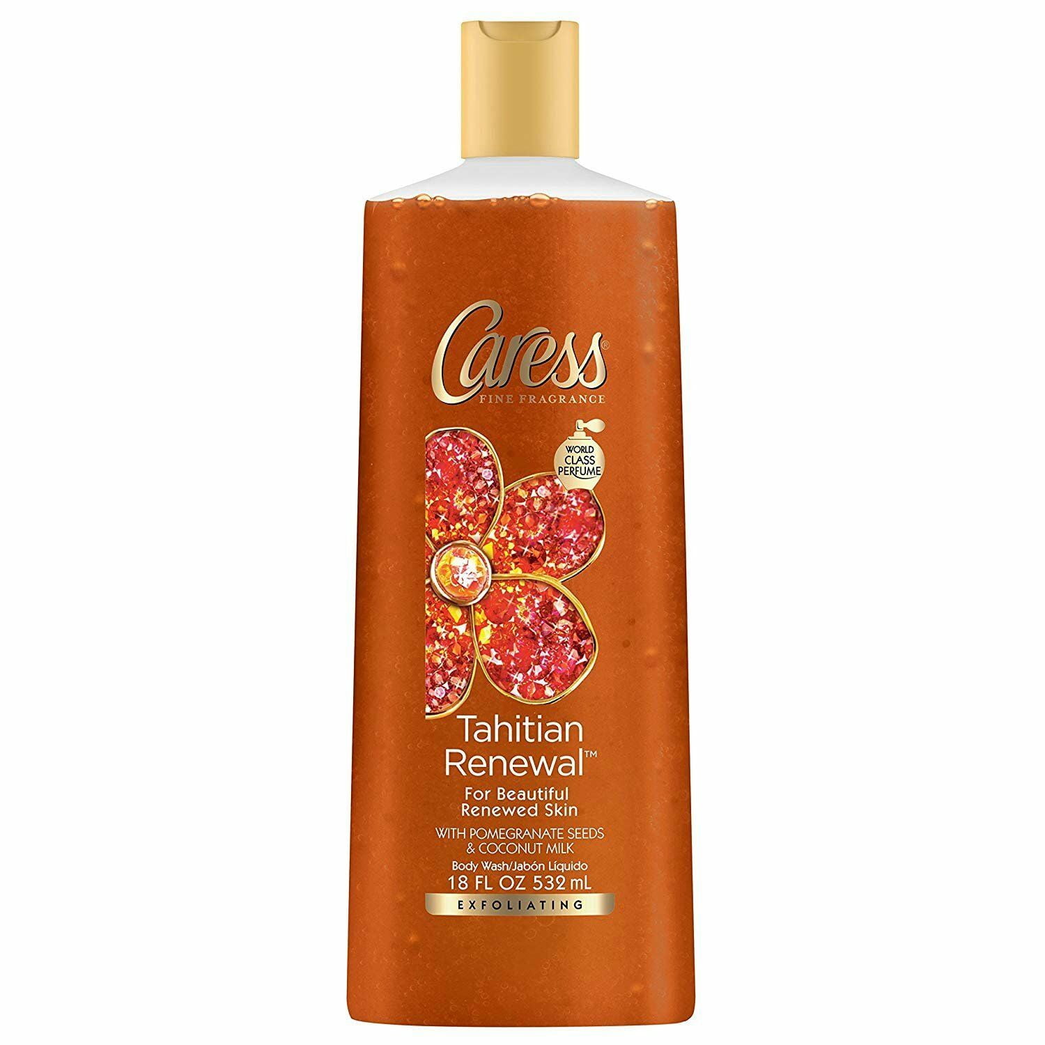 Caress Renewal Body Wash Tahitian Pomegranate & Coconut Milk, 18oz, 6Pack