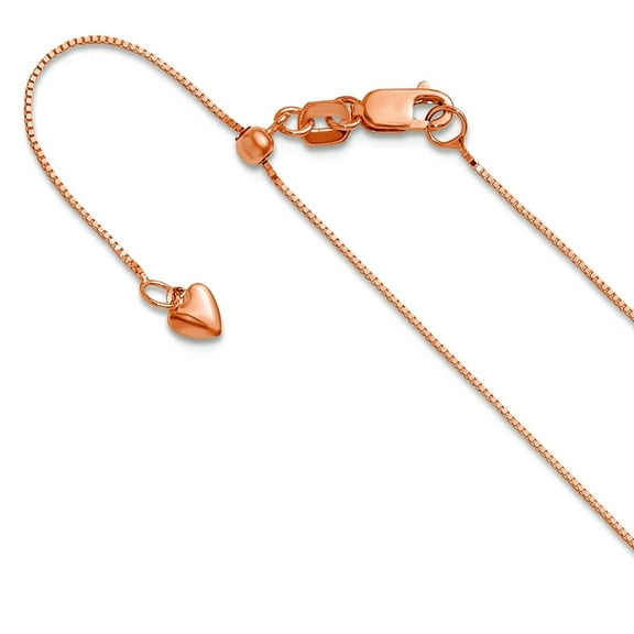 14k Rose Gold Adjustable .55mm Small Box Chain Necklace 22 Inch Chain Necklace for Women and Men