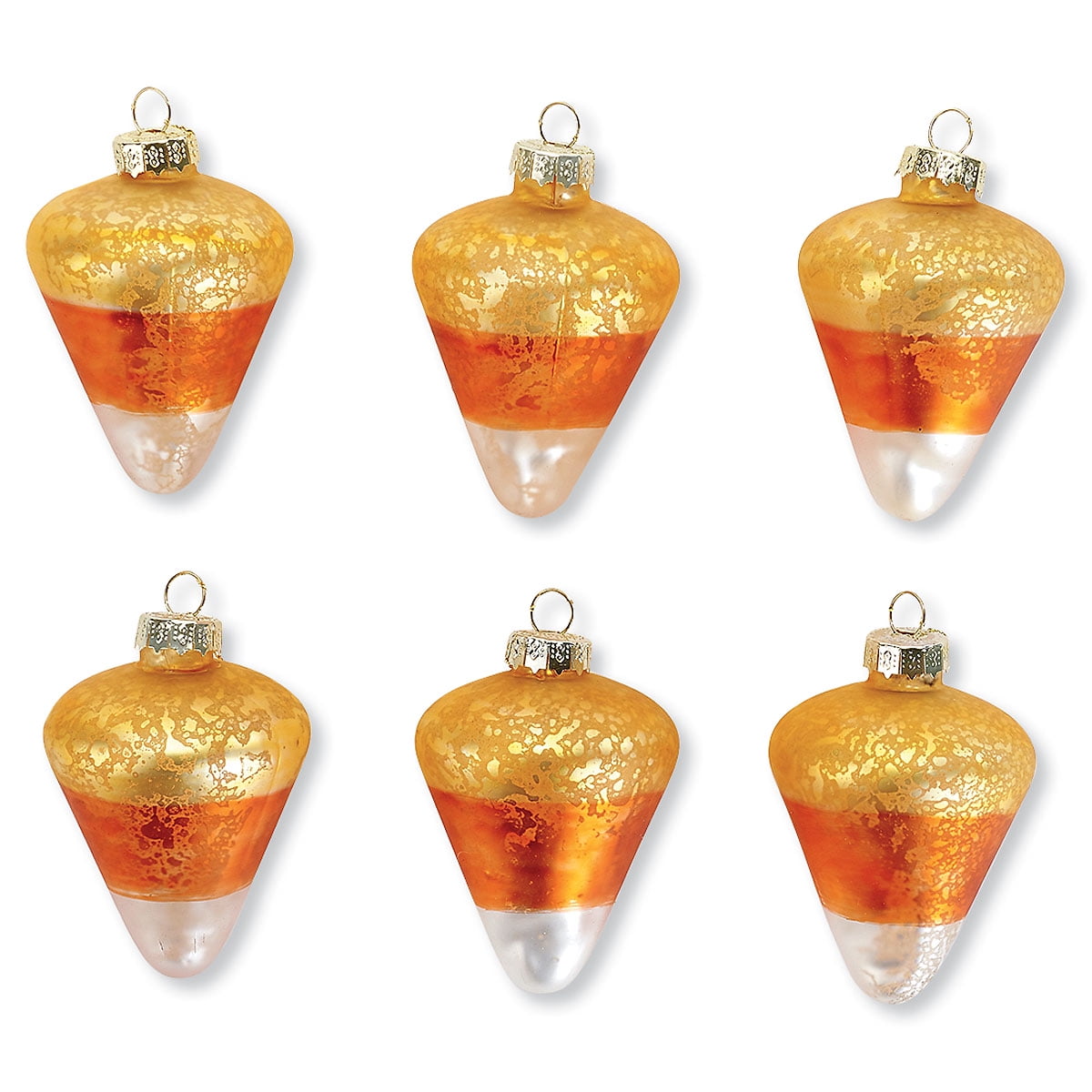 Currrent Glass Candy Corn Halloween Ornaments - Set of 6 Mini Halloween  Tree Decorations