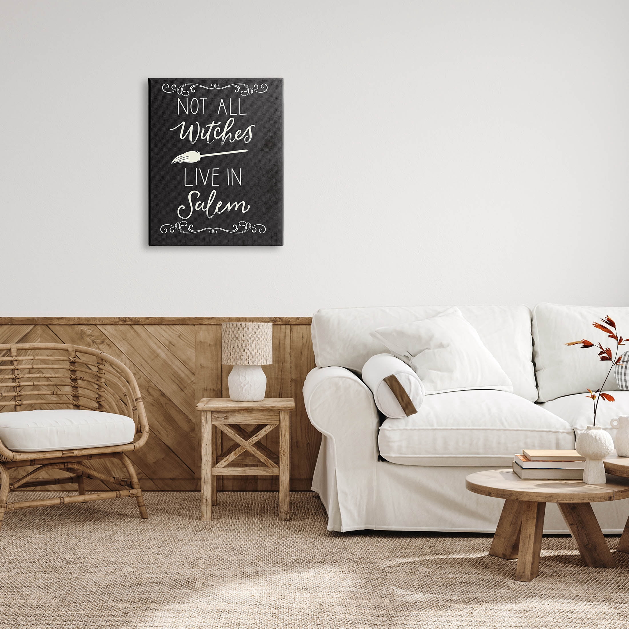 Stupell Industries Not All Witches Live In Salem Broom Graphic Art Gallery Wrapped Canvas Print Wall Art, Design by Louise Allen Designs