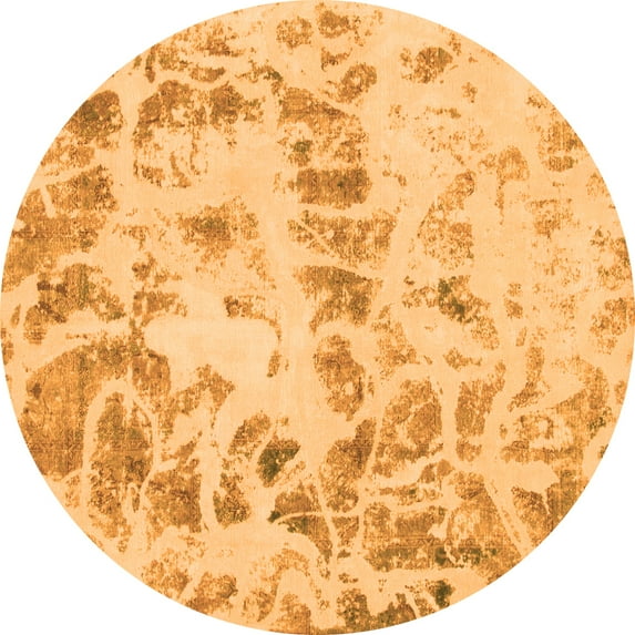 Ahgly Company Indoor Round Abstract Orange Modern Area Rugs, 5' Round