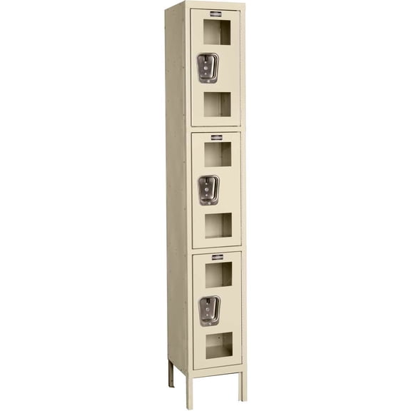 Hallowell B2311316 Global Industrial Triple Tier 3 Door Unassembled Clear View Locker, Tan - 12 x 18 x 24 in.