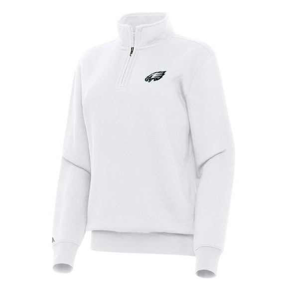 Women's Antigua White Philadelphia Eagles Victory Quarter-Zip Top