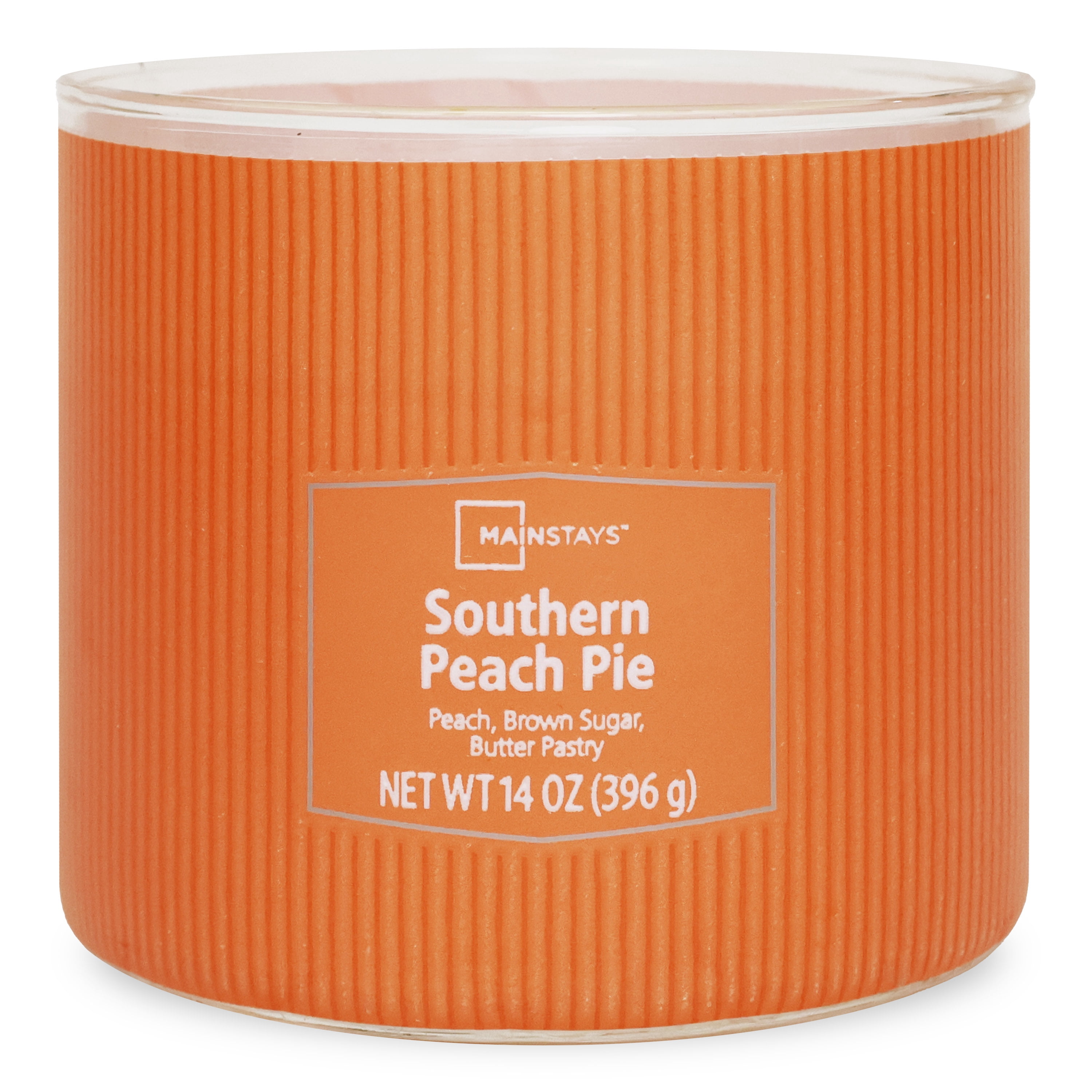 Mainstays Textured 3-Wick Candle, Southern Peach Pie Fragrance, 14oz