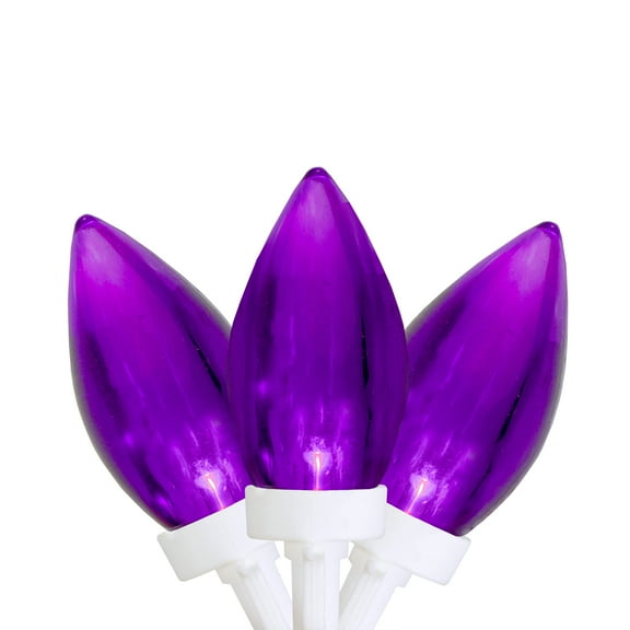 25 Count Purple LED C9 Christmas Lights, 16 ft White Wire