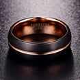 thumbnail image 4 of Vakki 8mm Black Brushed Tungsten Ring Black Dome Matte Surface and Rose Gold Grooved Line, 4 of 5