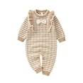 thumbnail image 1 of Nituyy Baby Girl Sweater Romper Ruffle Long Sleeve Round Neck Bow Front Knit Jumpsuit Infant Outfit, 1 of 6