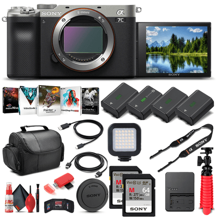 Sony Alpha a7C Mirrorless Digital Camera (Body Only Silver) (ILCE7C/S) - Pro Bundle(International Model)