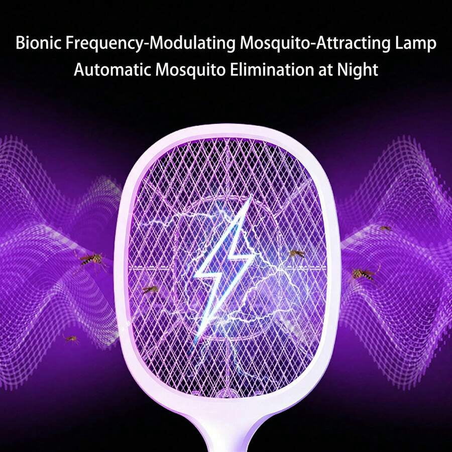 Dual Function USB Powered Electric Insect Eliminator with Adjustable Head and Extending Handle - Compact Indoor Flying Pest Control Device