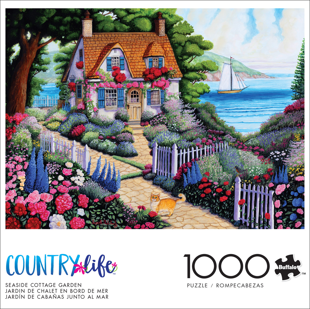 Buffalo Games Seaside Cottage Garden 1000-Piece 26.75 x 19.75-Inch Interlocking Jigsaw Puzzle for Adults Ages 14+