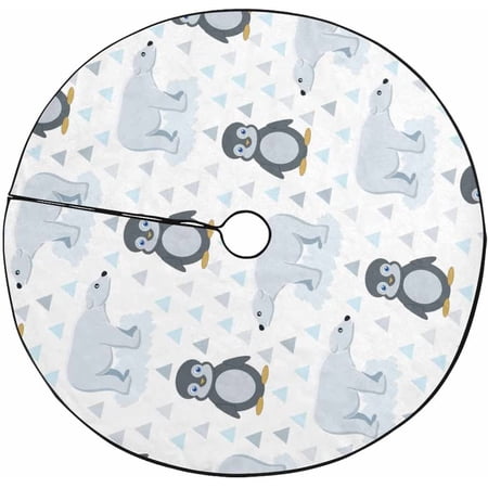 ZHANZZK PenguinsPolar Bears Xmas Christmas Tree Skirt Stand Mat for Holiday Party Decoration Indoor Outdoor 36 inches