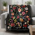 thumbnail image 2 of Watercolor Flowers Blanket Soft Cozy Warm Throw Blanket for Couch, Plush Fuzzy Flannel Fleece Blankets for Sofa, Farmhouse Floral Vintage Black Bed Blankets Lightweight Gifts for Women, 50"x80", 2 of 9