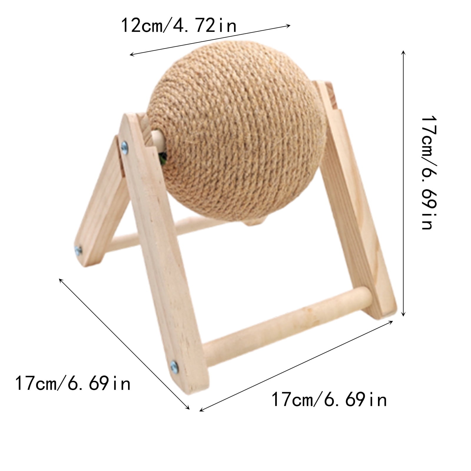 Cat Scratcher Toy with Sisal Ball, 2-in-1 Rope Ball with Bell & Cardboard Cats Scratching Interactive Solid Wood Durable Scratch for Indoor Kitties Wear-Resistant Furniture Supplies(13.9Inch,C)