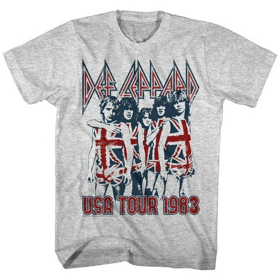 Def Leppard USA TOUR 1983 XL T-shirt Gray Heather Adult Men's Unisex Short Sleeve T-shirt