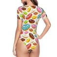 thumbnail image 4 of Naloa Color Donut Women's Short-Sleeved Onesie, One-Piece Swimsuit for Parties, dates, clubs - Small, 4 of 9