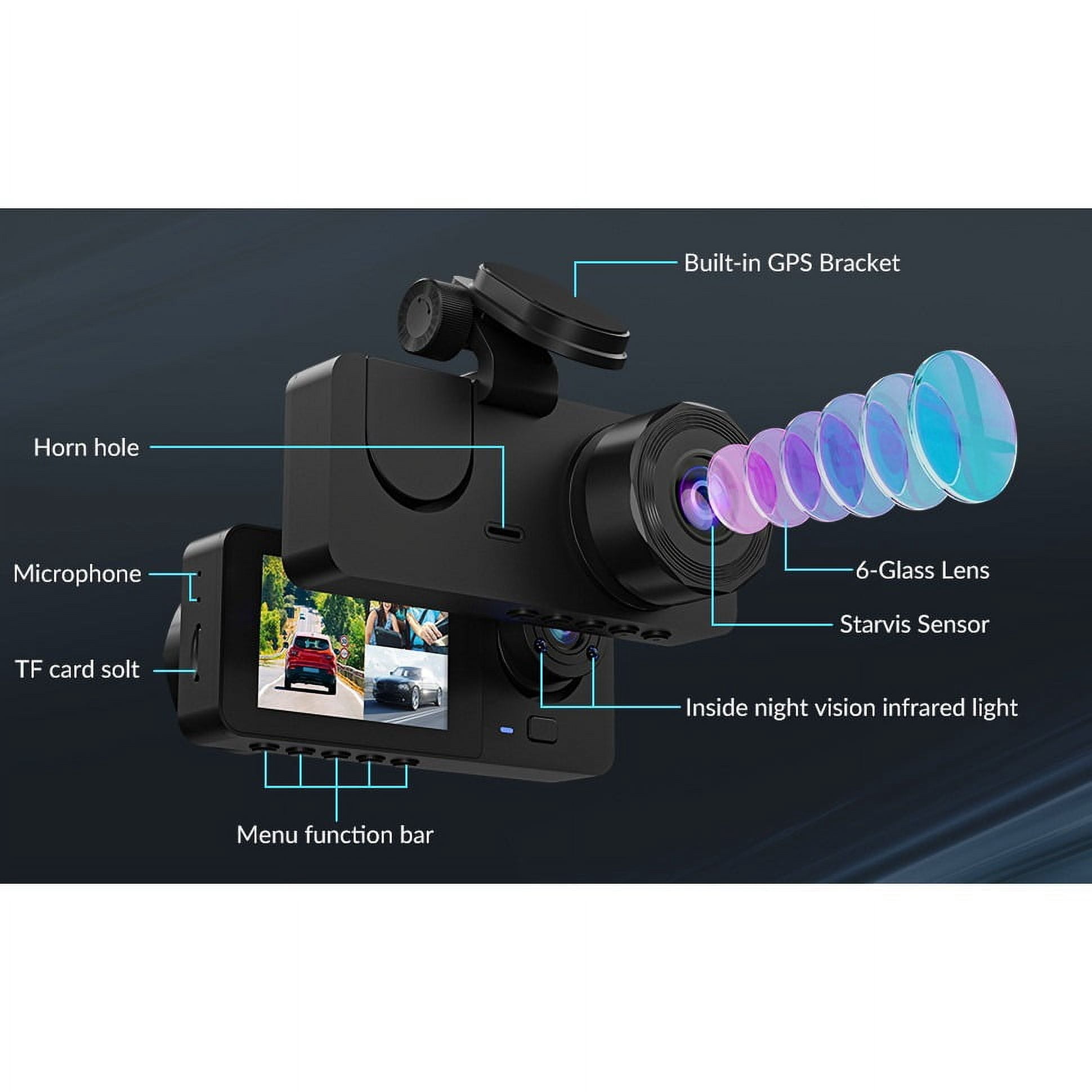 Y15 3 Channel Dash Cam,WiFi Dash Camera,App Control Car Camera,IR Night Vision,WDR,24H Parking Monitor,Loop Recording Car DVR