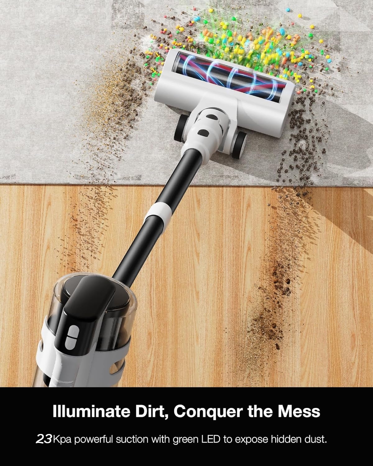 Moosoo Cordless Vacuum Cleaner, 55 mins max runtime, Powerful Suction Vacuum Cleaner For Home, Ideal for Hardwood Floors