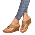 thumbnail image 4 of ShiShine Women's Hollow out Thong Wedge Slide Sandals Open Toe Slip On Beach Vacation Walking Shoes, 4 of 8