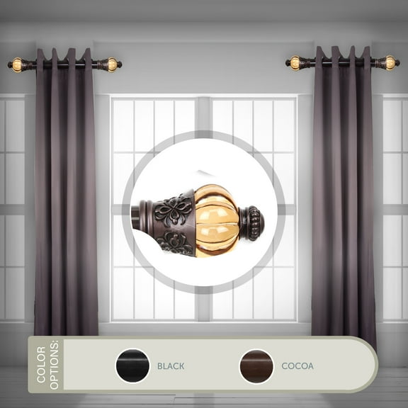 Domovina Margot 1.5 - inc dia. Side Curtain Rod 12-20 inch long, Set of 2-Color:Cocoa