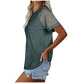 thumbnail image 6 of Generic Women's Short Raglan Sleeve T-Shirts Casual Color Block Crew Neck Tunic Tops, 6 of 7