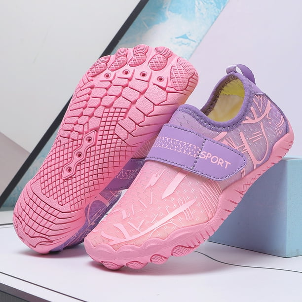 UBFEN - Zapatos De Agua Para Niños Y Niñas, Zapatos De Agua Descalzos, Playa, Piscina, Deportes, Secado Rápido, Para Niños Pequeños, Pequeños, Ligeros, Zapatos De Natación, Rosado, 19 MX Niño Pequeño