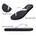 thumbnail image 3 of Litfun Slim Flip Flops for Women Casual Thong Flat Sandals Soft Rubber Slip on Sandals,Black-White,9.5-10, 3 of 6