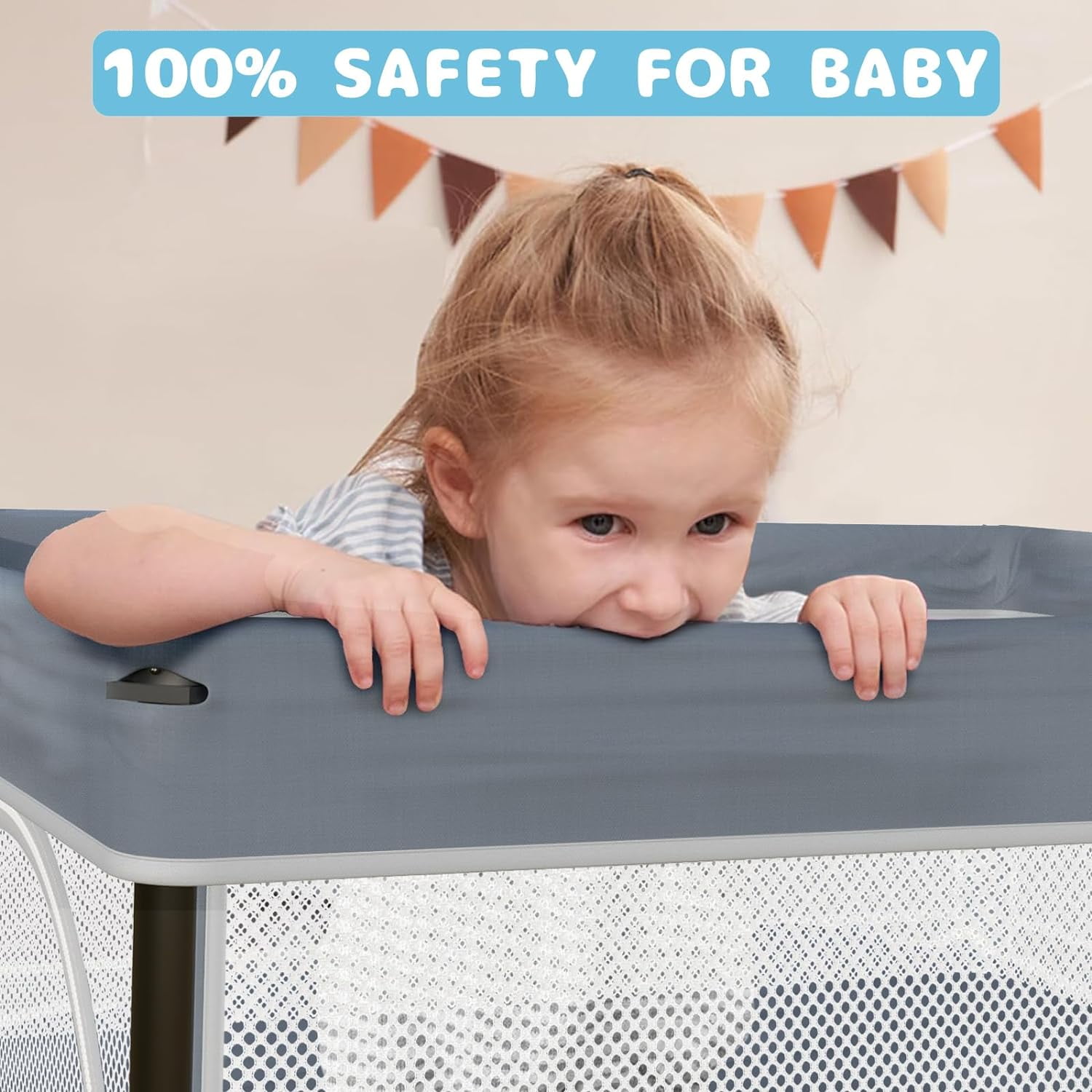 G TALECO GEAR Baby Playpen with Mat, Foldable Playpen for Babies and Toddlers, Portable Travel Play Yard, 50"x50", Gray