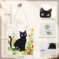thumbnail image 5 of OKKEEY Canvas Tote Bag for Women, Cute Small Black Cat with Flowers Print, Lightweight & Sturdy Canvas Shopper with Inner Pocket, 5 of 10