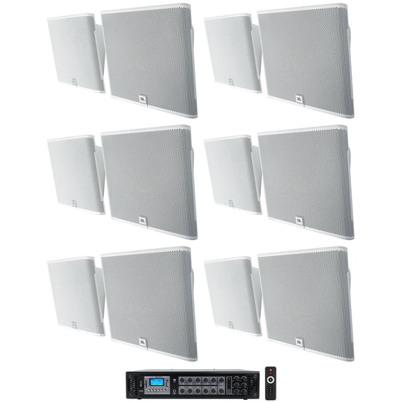 12 JBL SLP12/T-WH White Low-Profile On Wall Mount 3" 70v Commercial Speakers Amp