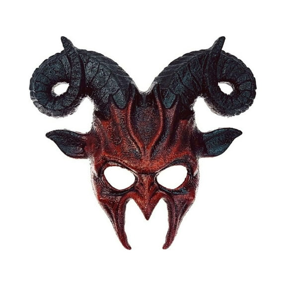KBW Blood Red Dark Demon Ram Black Horned Goat Man Adult Halloween Costume Mask