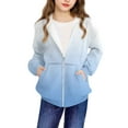 thumbnail image 2 of Eltusu Toddler Girls Full Zip Hoodies, Loose Fit Casual Long Sleeve Gradient Girls Outerwears Light Blue Size 4-5 T, 2 of 6