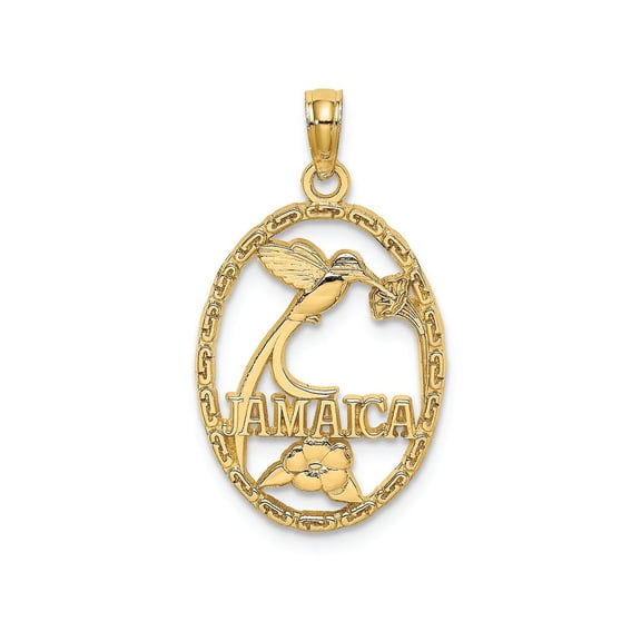 FJC Finejewelers 14k Yellow Gold Jamaica with Bird Flowers Charm