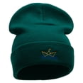 thumbnail image 4 of Paper Boat Embroidered 12 Inch Long Knitted Beanie - Dk Green OSFM, 4 of 5