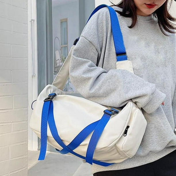 Yinanstore Men Shoulder Bag Pouch Crossbody Bag Shopping Bag Travel Purse Fashion Zipper Handbag Tote Bag for Spring Travel Beach Work White Blue Strap Walmart