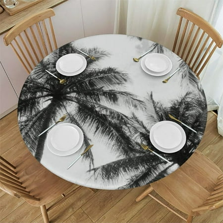 

SHERONV Palm Trees Round Tablecloth Stain-Resistant Washable 60 Inch 42 -46