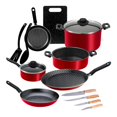 thumbnail image 1 of Batería de Cocina 15 Piezas EKCO Classic Roja Antiadherente de Aluminio, 1 of 4