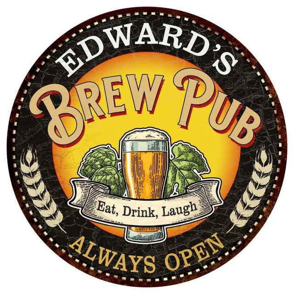 EDWARD'S Beer Pub Man Cave Metal Sign Home Decor 14 inch Round 100140025275