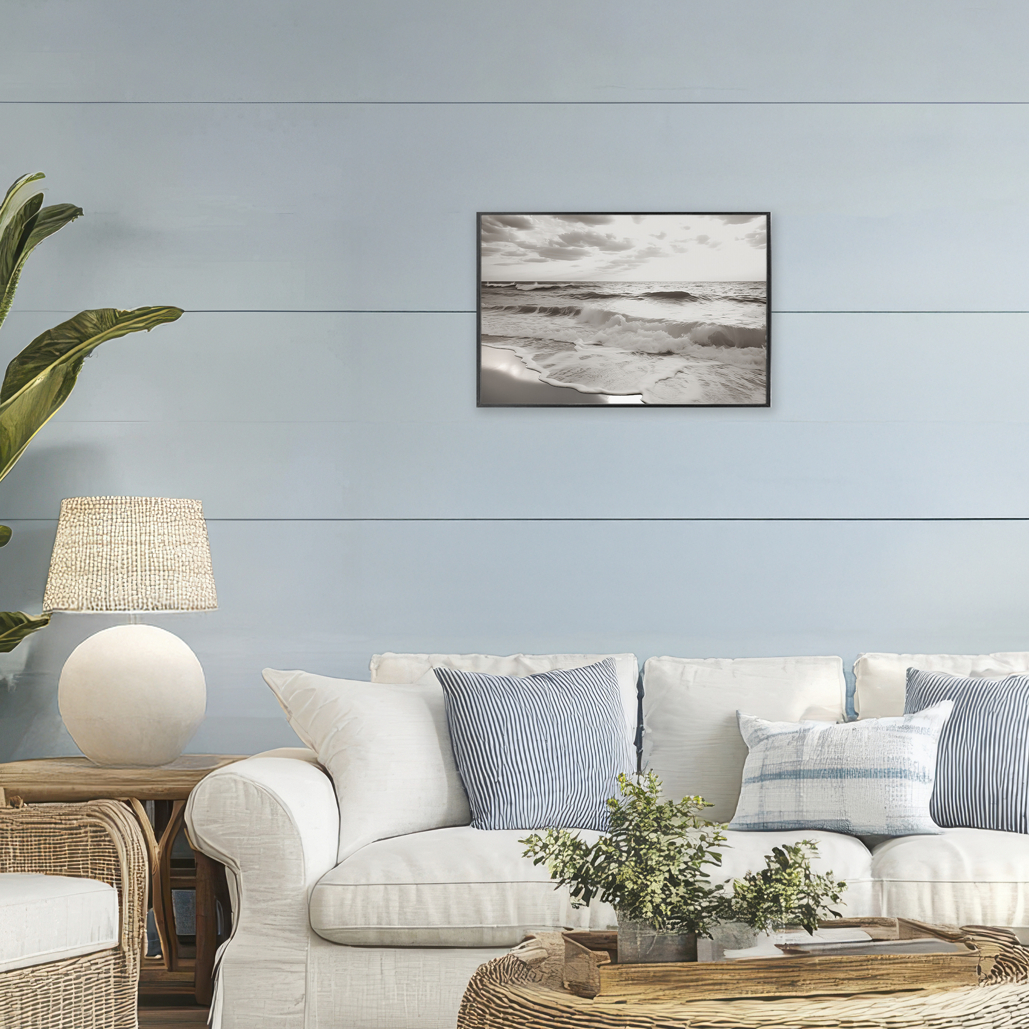 Beach View Reverie Black Framed Giclee Art, design by Decent Exposures