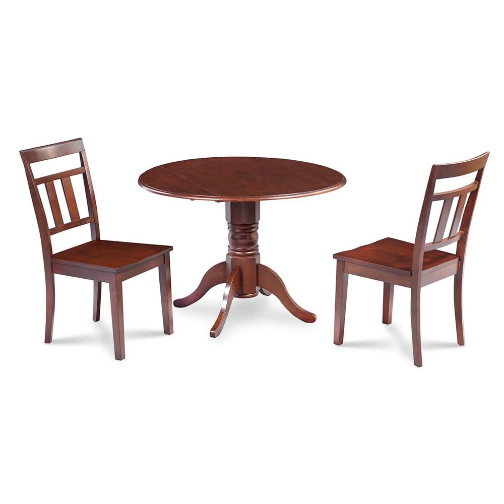 3Pc Small Kitchen Table Set in Mahogany Finish