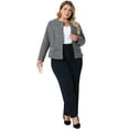 thumbnail image 3 of DARING DIVA Plus Size Blazer Collarless Long Sleeve Open Front Jacket 1X Black, 3 of 6