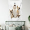 thumbnail image 4 of Puppy Tapestry, Chihuahua and Maltese Breed Dogs Look Same Direction on Plain Backdrop, Wall Hanging for Bedroom Living Room Dorm Decor, 40"W X 60"L, Pale Brown Pale Tan White, by Ambesonne, 4 of 5