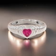 thumbnail image 2 of Sterling silver heart cut croissant dome style lab created ruby ring, 2 of 5